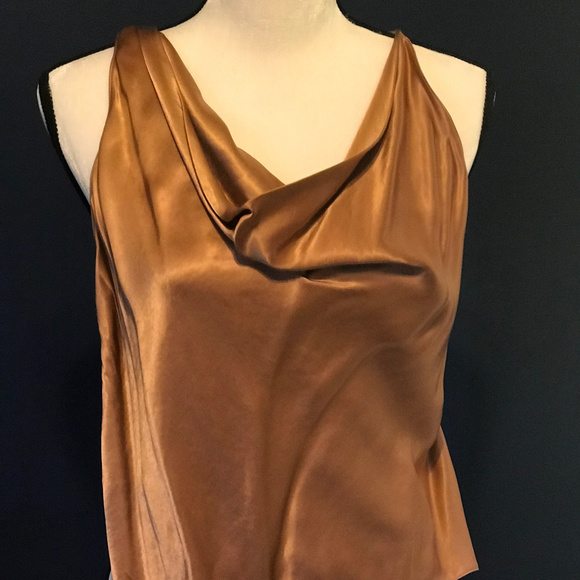 Theory Tops - Theory Gold Copper Drape Backless Top